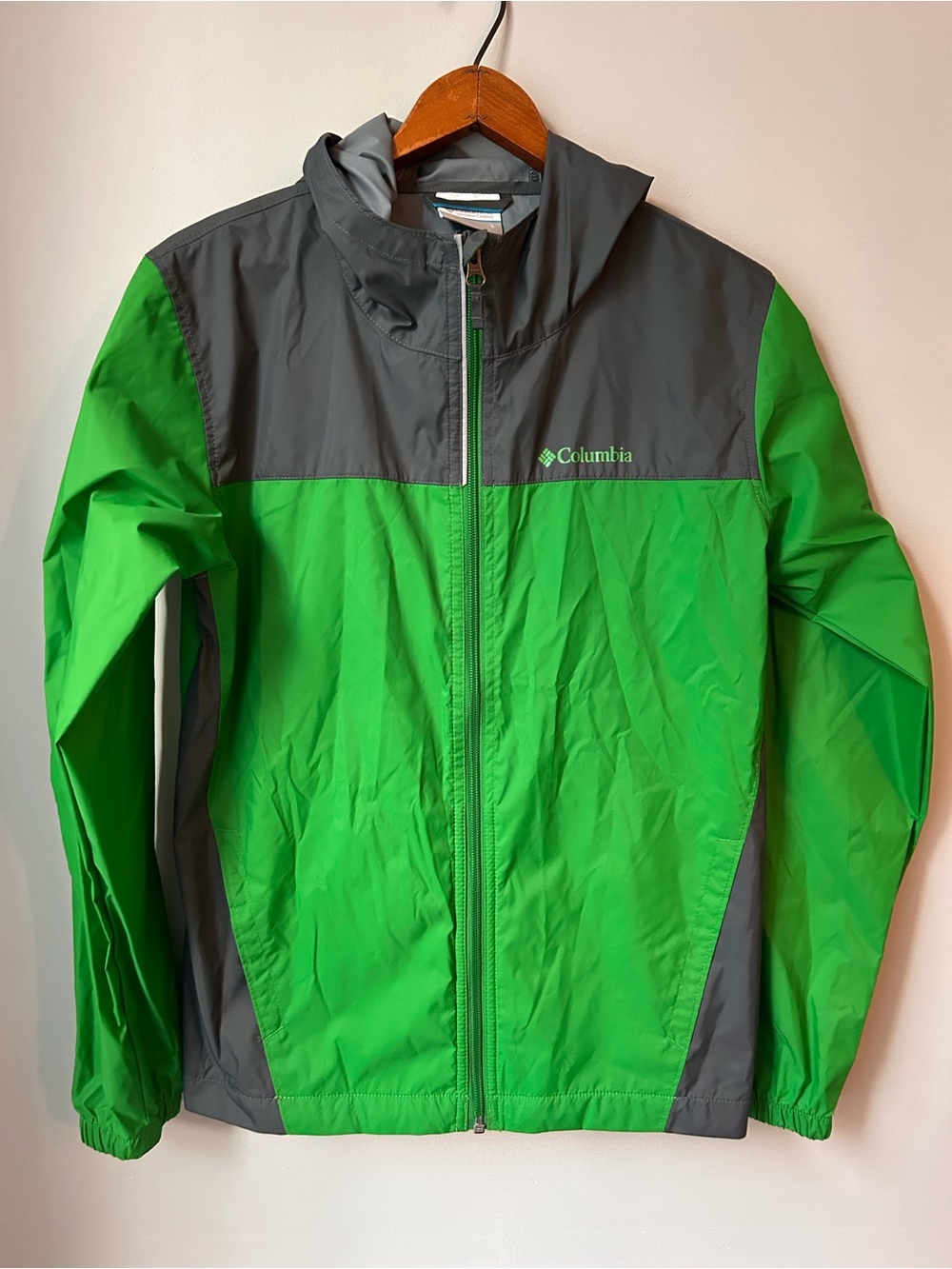 Columbia Kids Jacket/Windbreaker Green And Gray Size Large 10/12